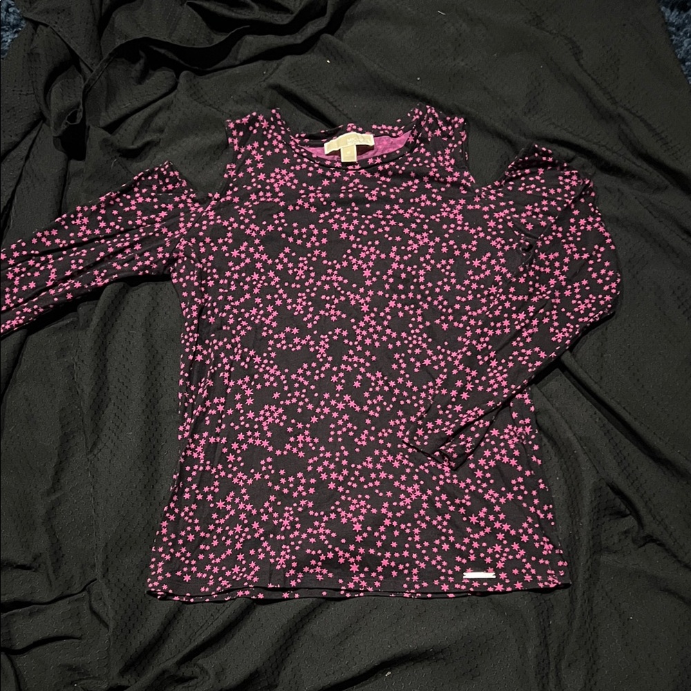 Michael Kors Pink Floral Cold Shoulder Long Sleeve Top